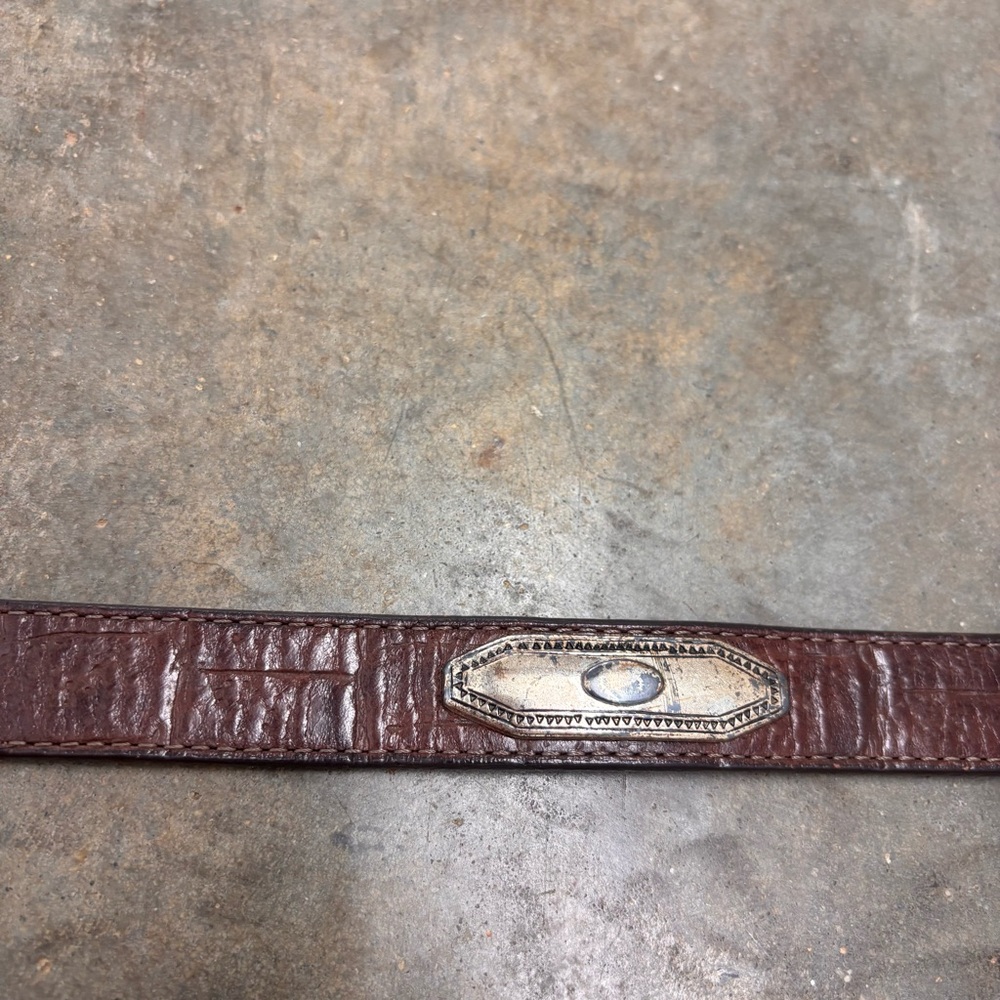 Vintage 1990s Brighton Croc Embossed Leather Silver Concho Belt Sz Medium 41809 - Picture 12 of 14
